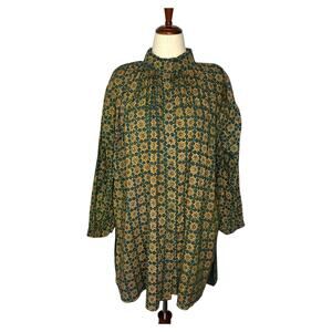 Madam Hall Women's Tunic Yellow Mini Indian Block Print Cotton Artisan Boho